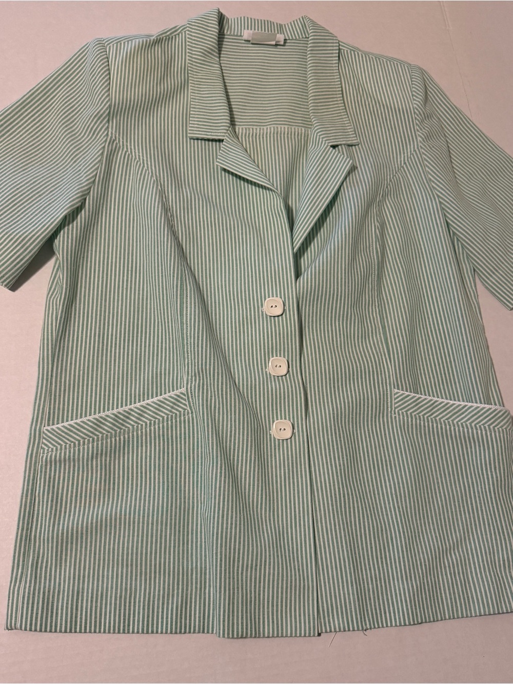 Vintage Frayne Striped Mint Green Women’s Blazer Jacket